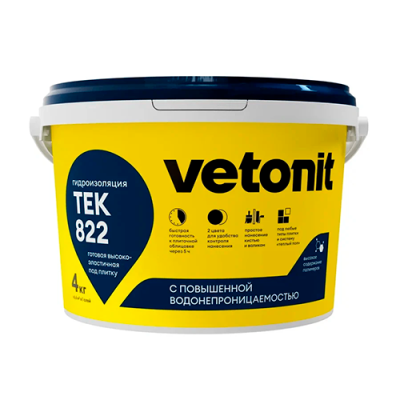 Гидроизоляционная мастика Vetonit Weber.Tec 822 серая 4 кг